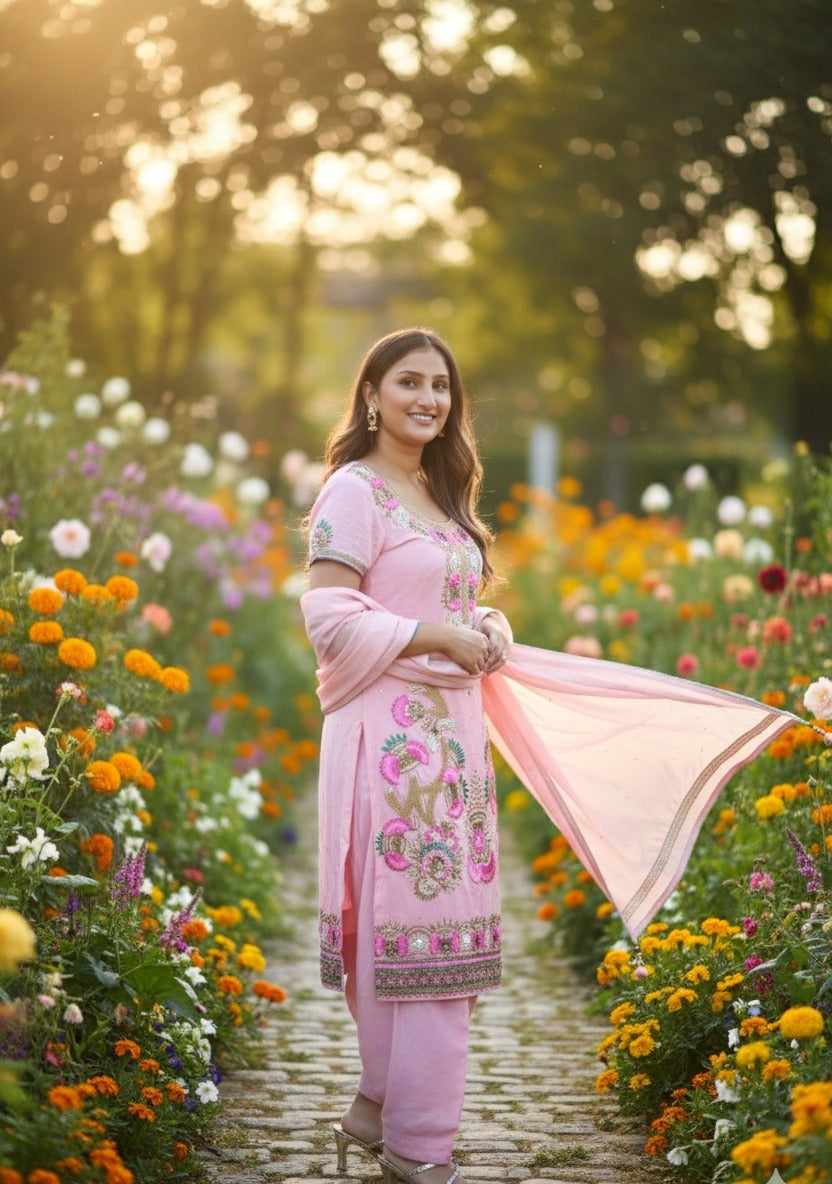 Baby Pink With Pink Flower