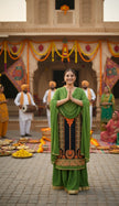 Blue Suit With Green Lehnga