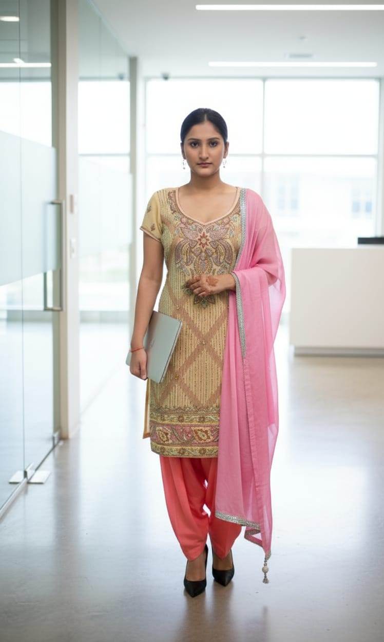 Pink And Golden Suit (Line Pattern)