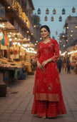 Red Sharara Suit