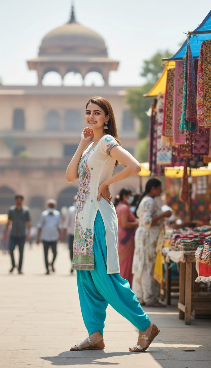 White and Blue Salwar Suit (Pre-Loved)