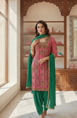 Pink Suit With Green Salwar