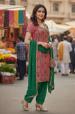 Pink Suit With Green Salwar
