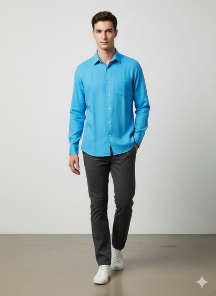 Gently Used Blue Shirt - VANHEUSEN