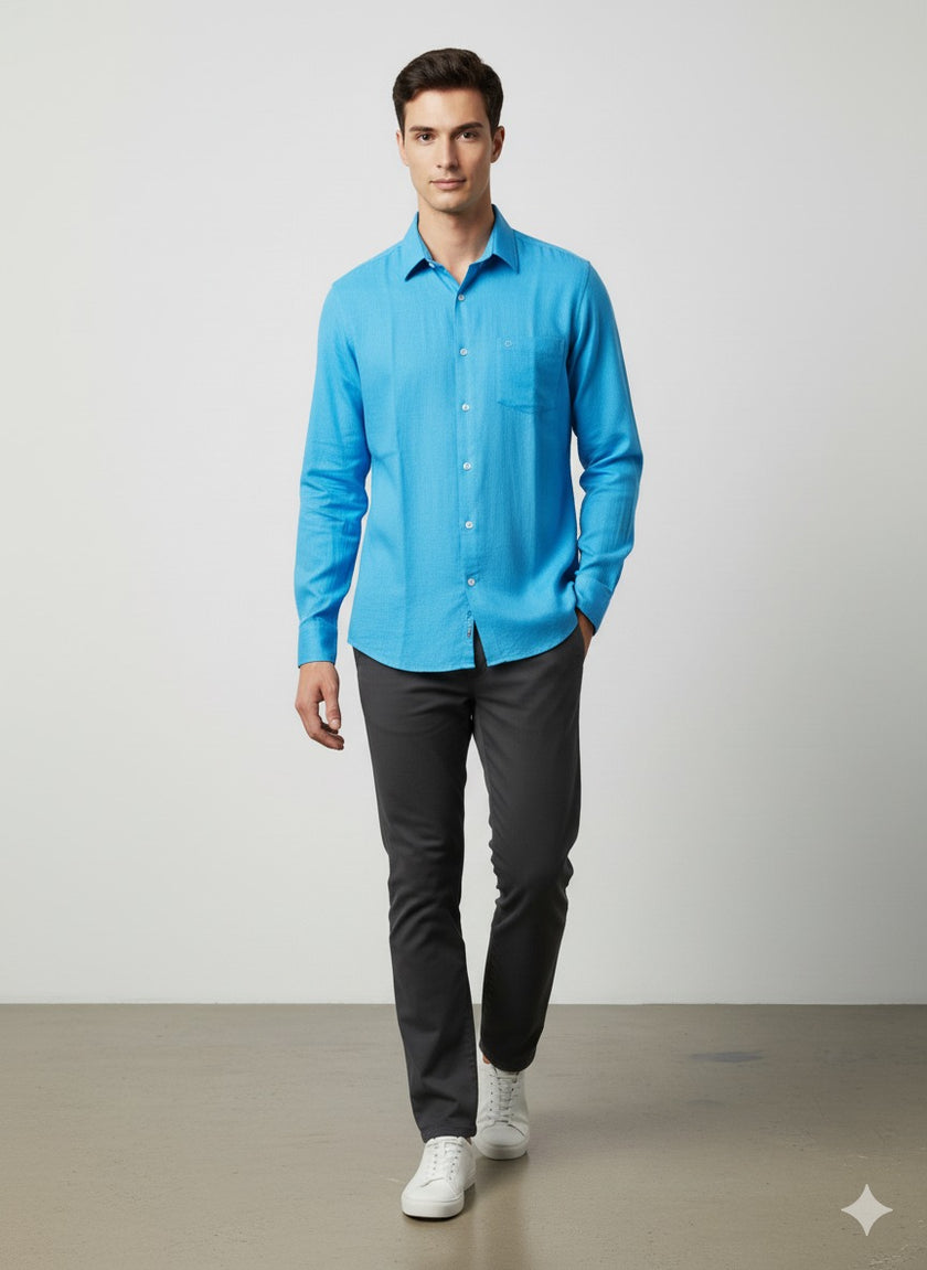 Gently Used Blue Shirt - VANHEUSEN