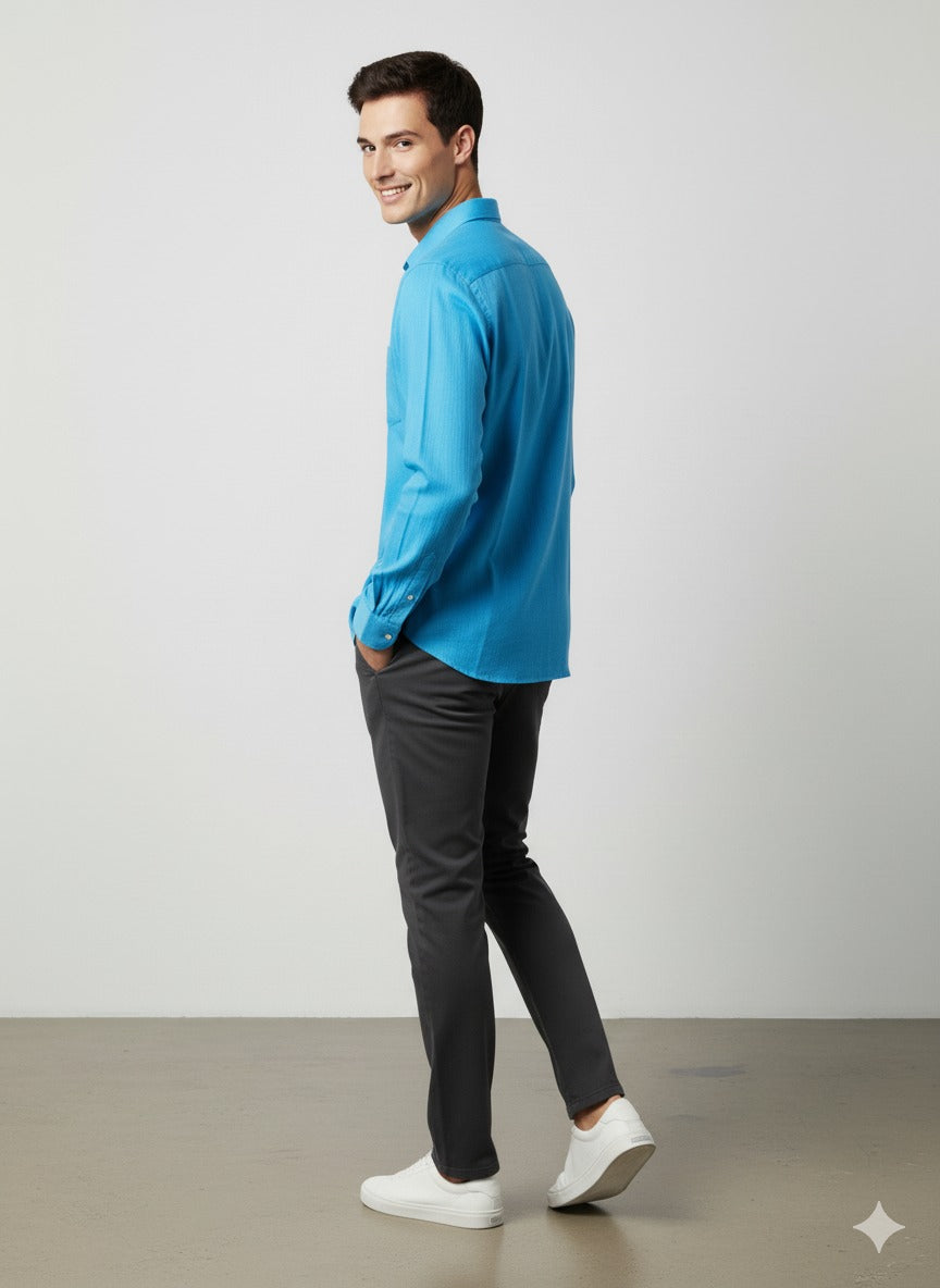Gently Used Blue Shirt - VANHEUSEN