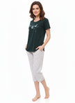 Women's Green White Night Suit