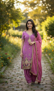 Pre-Loved Purple With Green Red Thread Embroidery
