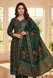 Gently Used Grey Suit With Green Dupata