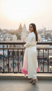 Cream Suit with Layering Dupatta