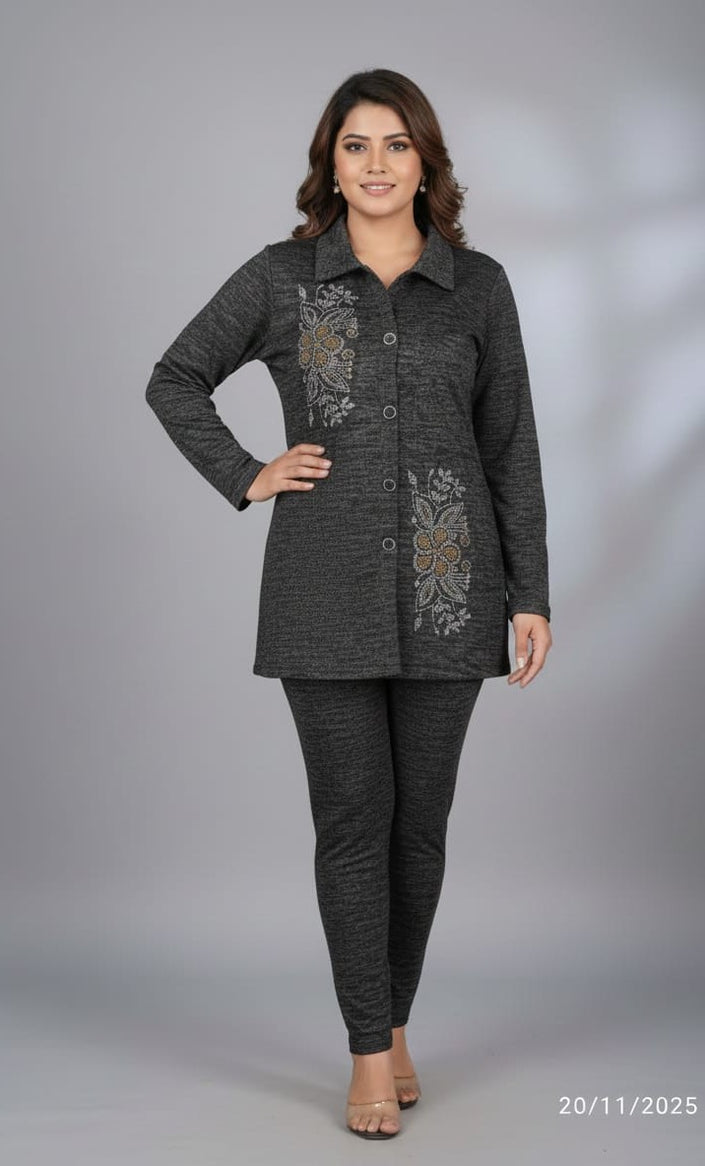 Black Karachi Winter Suit Set