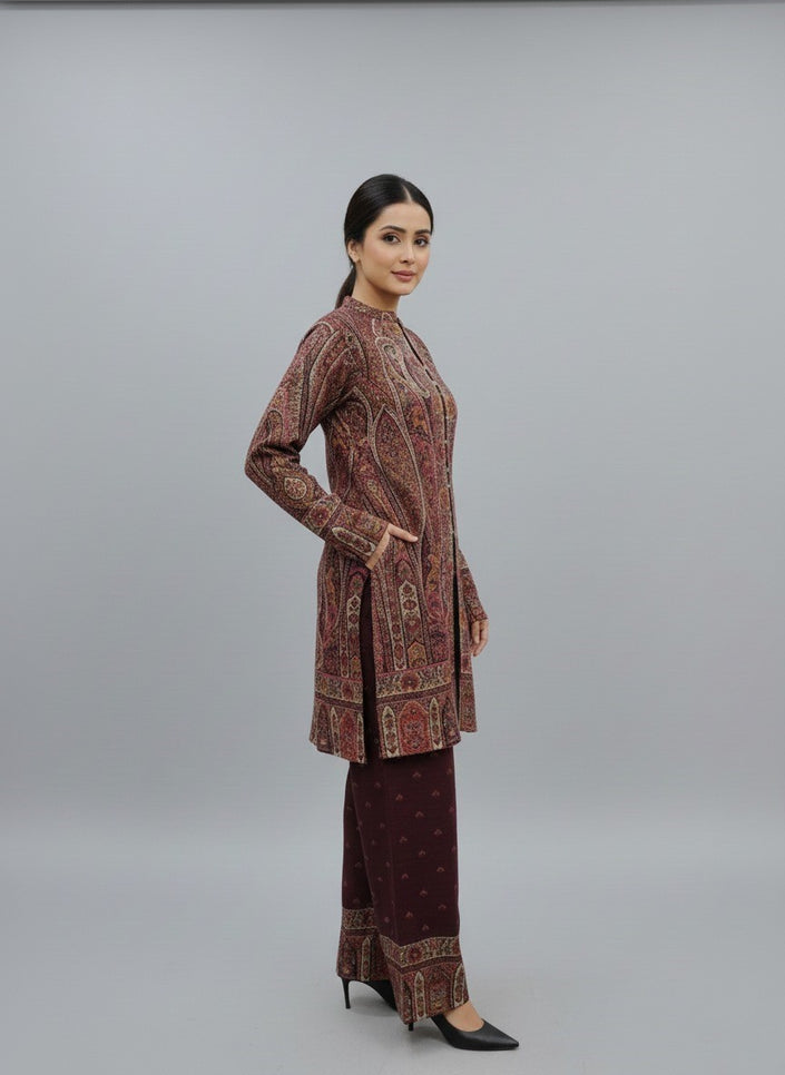 Brown Kashmiri Printed Cord Set