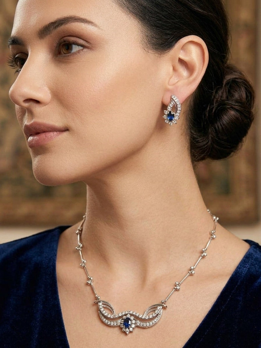 Silver Necklace with Blue Ruby