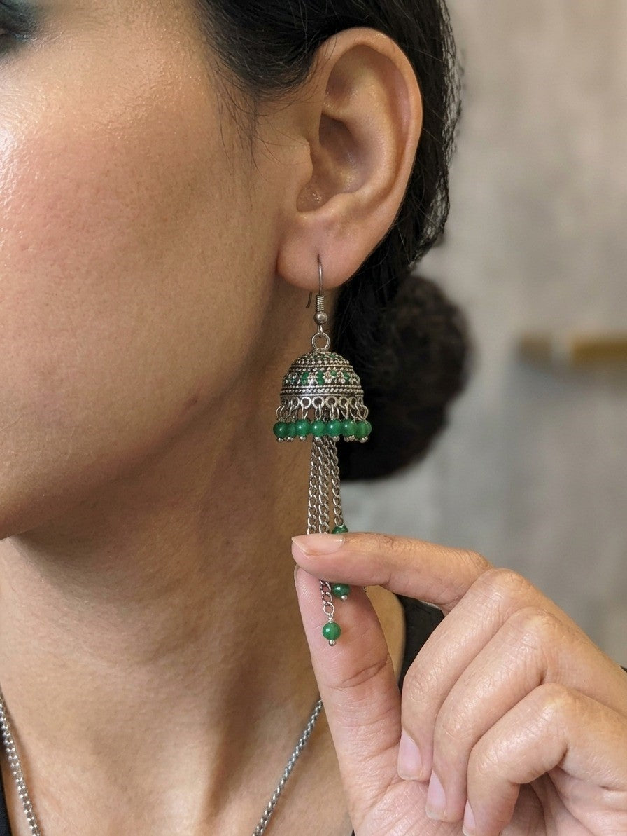 Green Jhumka Earings
