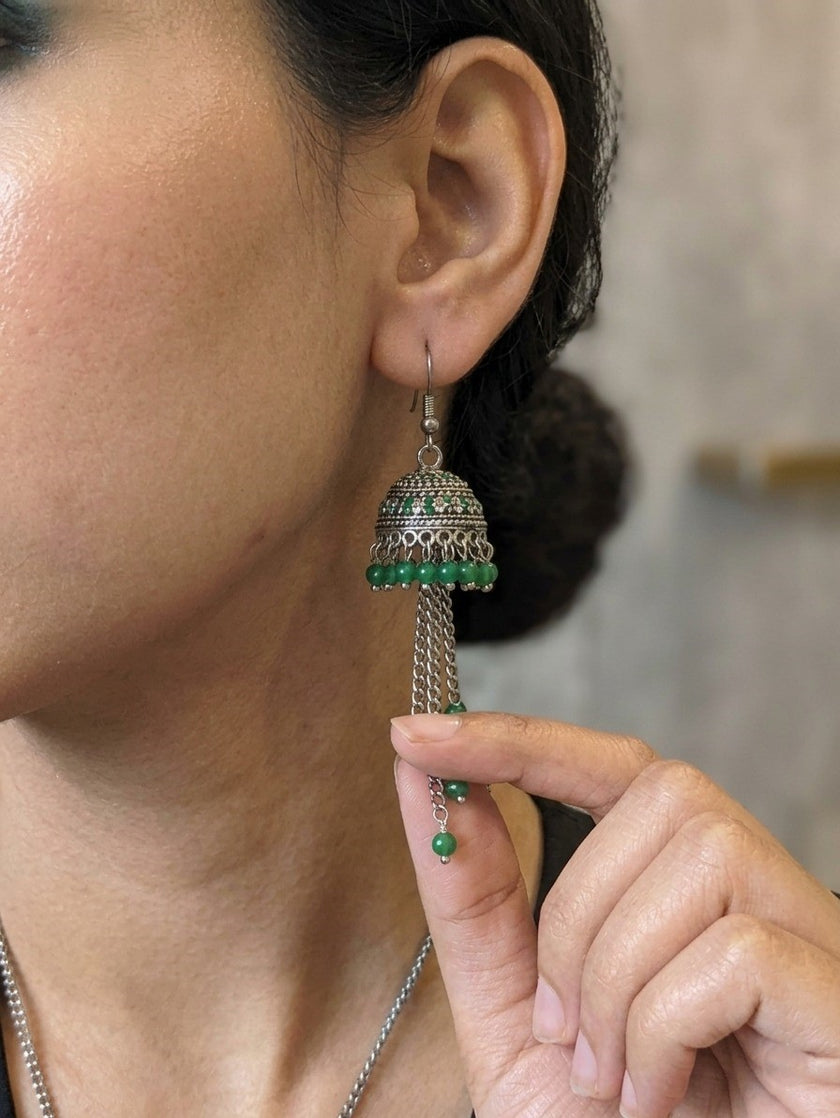 Green Jhumka Earings
