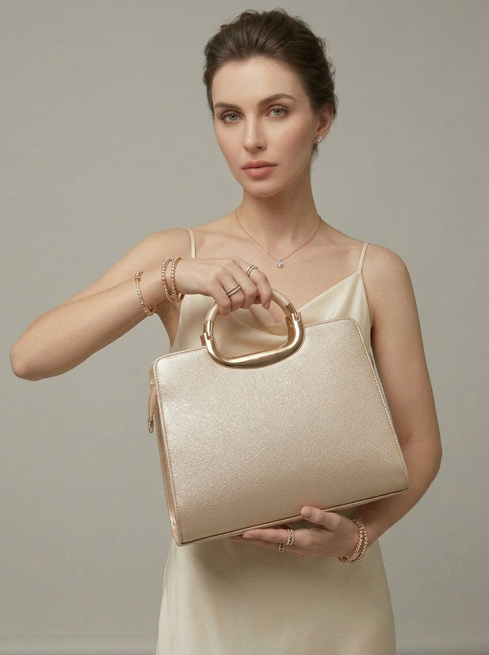 Elegant Beige Top Handle Bag