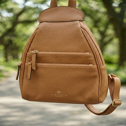 Classic Tan Leather Backpack