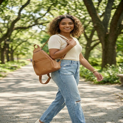 Classic Tan Leather Backpack