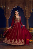 Maroon-brown Heavy Embroiderey Anarkali Designer Dupatta Suit