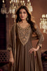 Brown Embroidered Anarkali Dupatta Suit