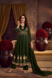 Green Embroidered Sequin Anarkali Dupatta Suit