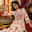White Peacock Mirror Work Farshi Salwar Set for Women