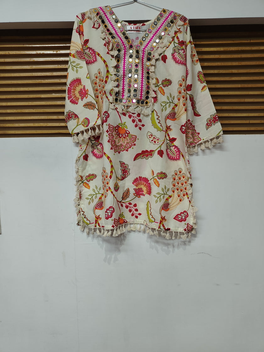 White Peacock Mirror Farshi Salwar Set