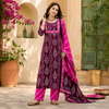 Wine Printed Cotton Dupatta Suit for Women with Kurta and Pants
