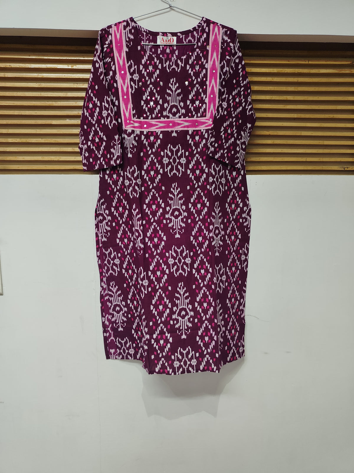 Wine Printed Dupatta Suit