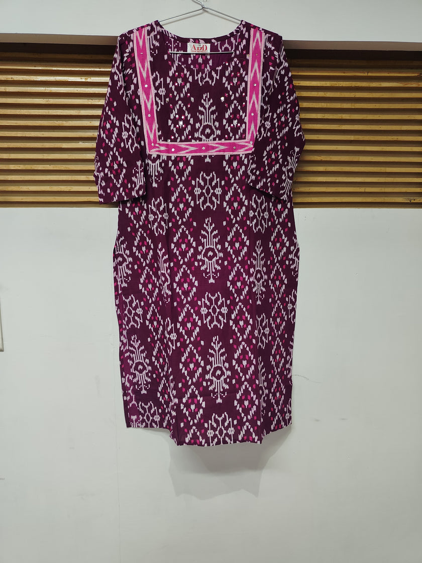 Wine Printed Dupatta Suit