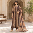 Chocolate brown cotton mirror work dupatta suit for women featuring a printed kurti and coordinated three-piece ethnic set