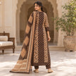 Chocolate brown cotton mirror work dupatta suit for women featuring a printed kurti and coordinated three-piece ethnic set