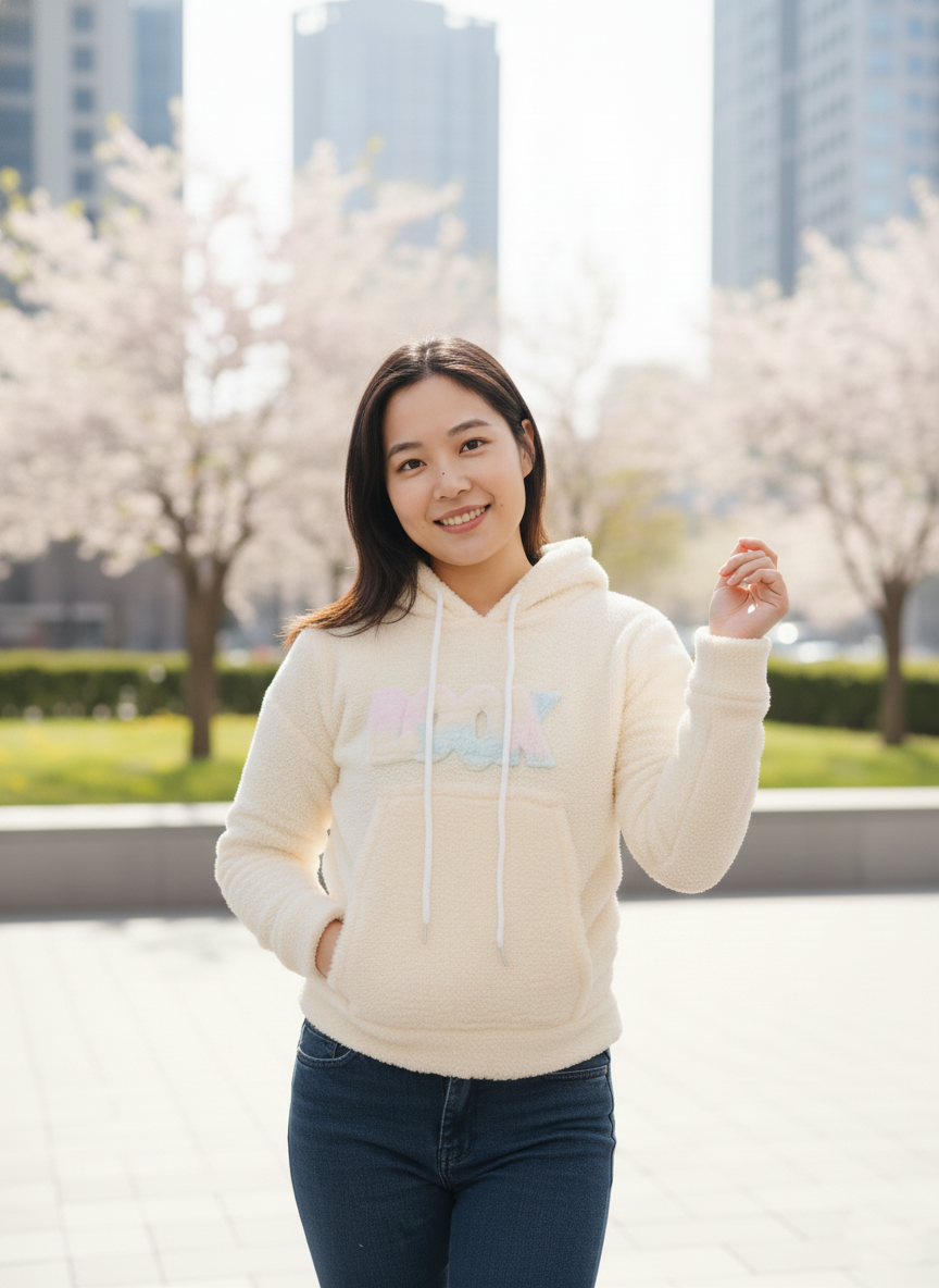 fluffy or faux-fur cropped hoodie