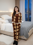 Plush Fleece Night Suit Pattern-Brown