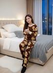 Plush Fleece Night Suit Pattern-Brown