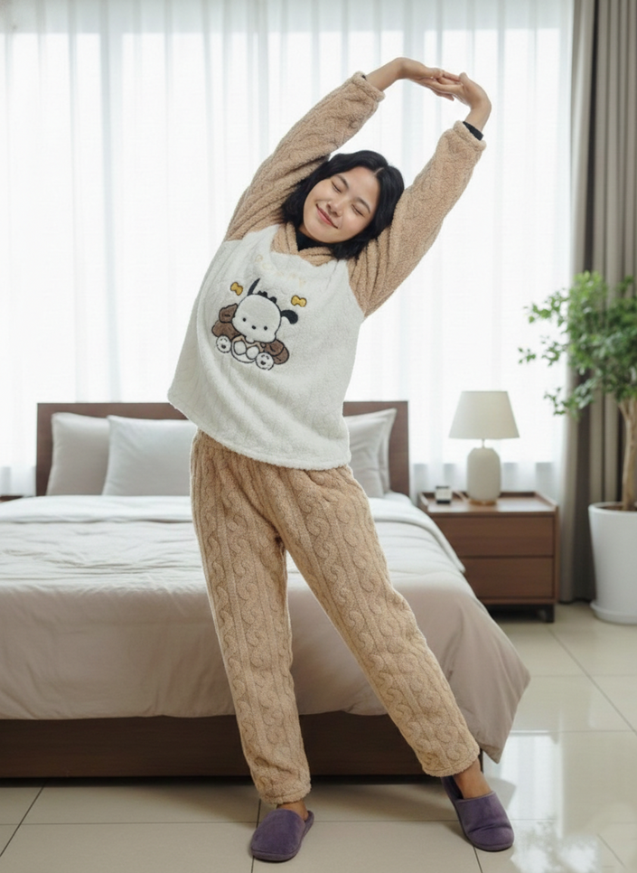 Light Brown Fleece Night Suit