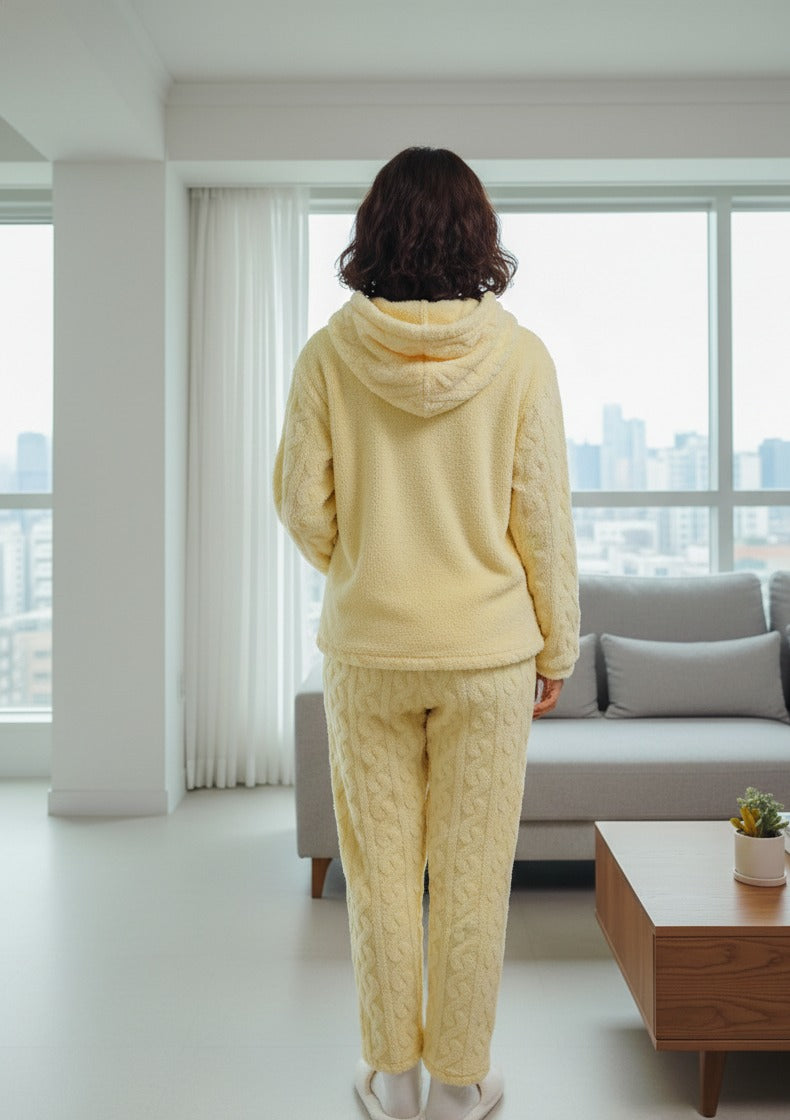Yellow Cream Night Suit With Pockets