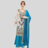 White Suit With Blue Lehnga