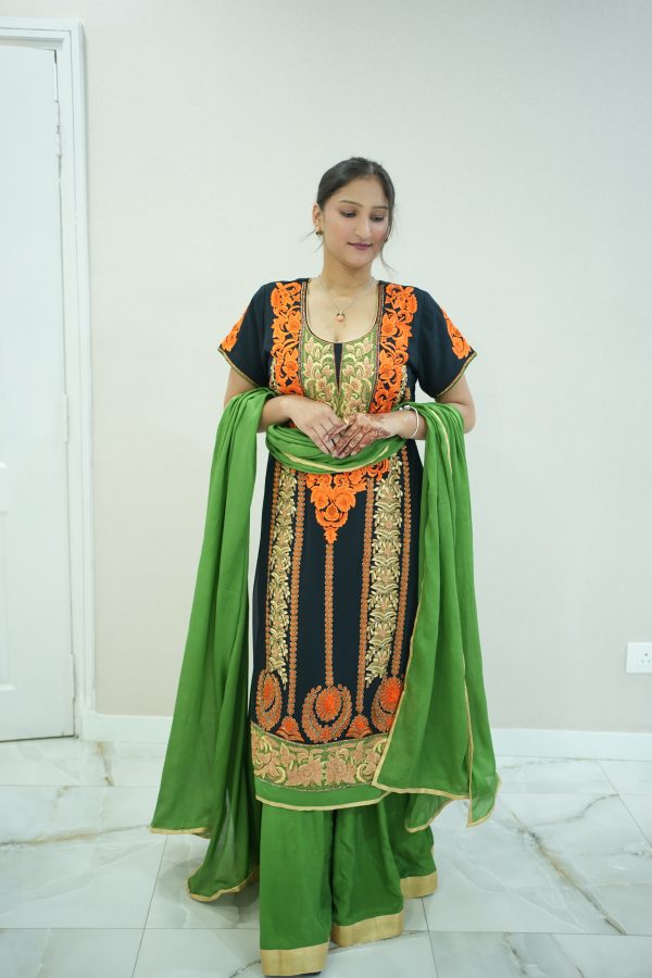Blue Suit With Green Lehnga - Image 3