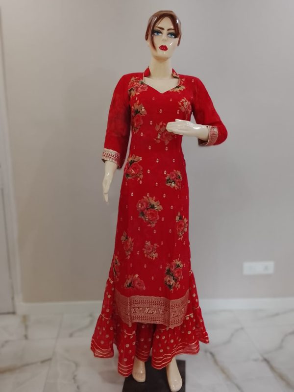 Red Sharara Suit - Image 4