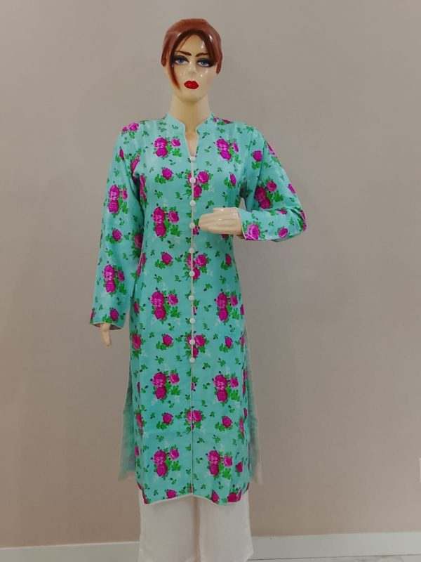 Green Pink Flower Pant Suit - Image 2
