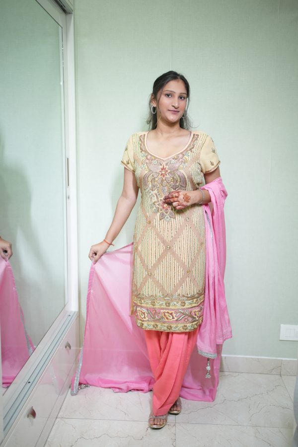 Pink And Golden Suit (Line Pattern)
