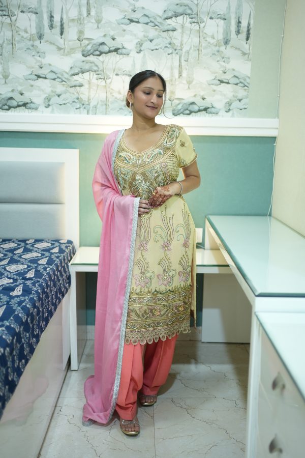 Pink And Golden Suit (Flower Pattern)