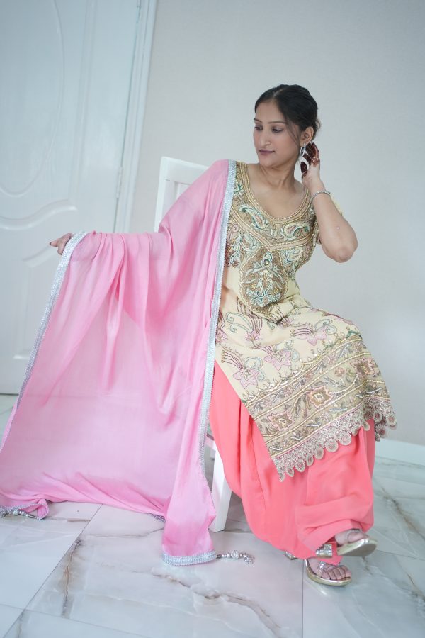 Pink And Golden Suit (Flower Pattern) - Image 2
