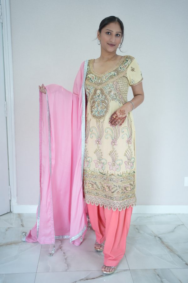 Pink And Golden Suit (Flower Pattern) - Image 3