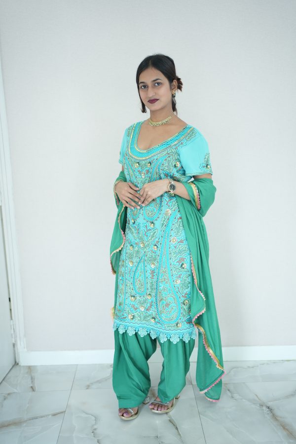 Blue Shirt Green Salwar