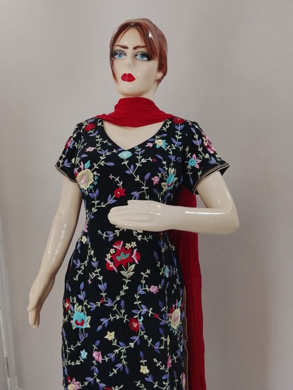 Black Suit With Red Salwar