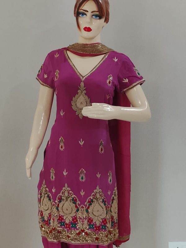 Purple With Green Red Thread Embroidery - Image 2