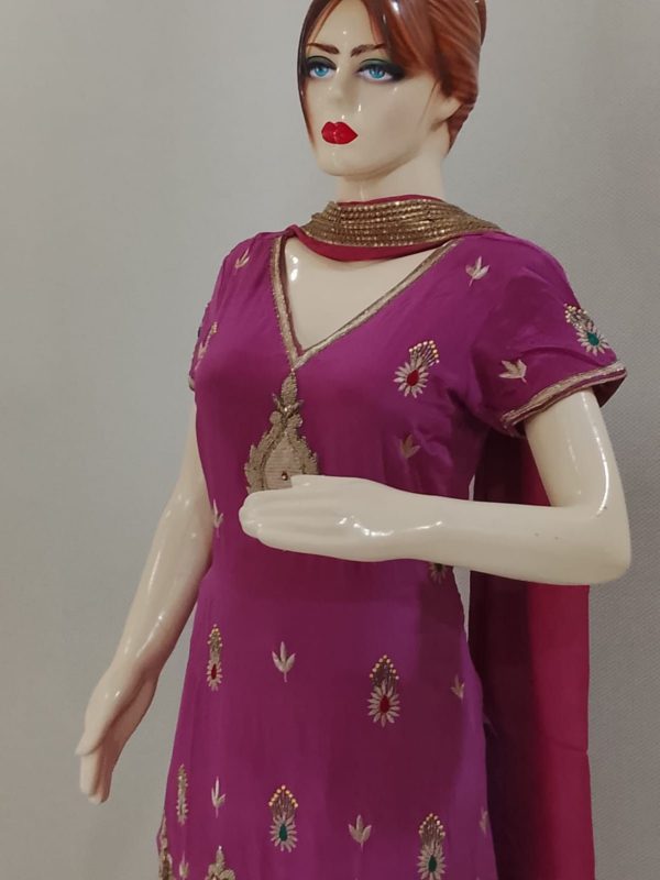 Purple With Green Red Thread Embroidery - Image 3
