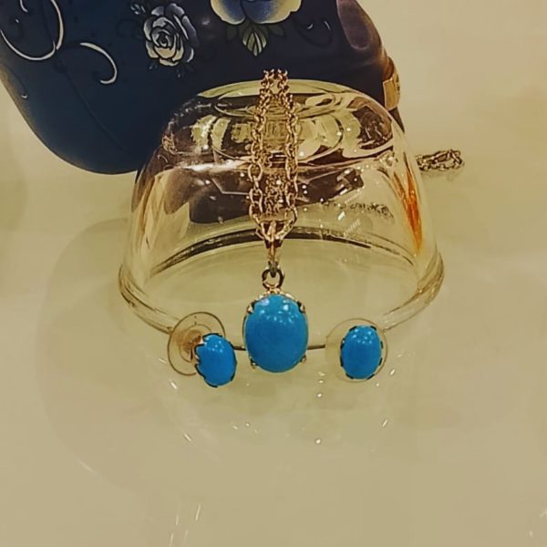 Blue ruby Silver Chain Set